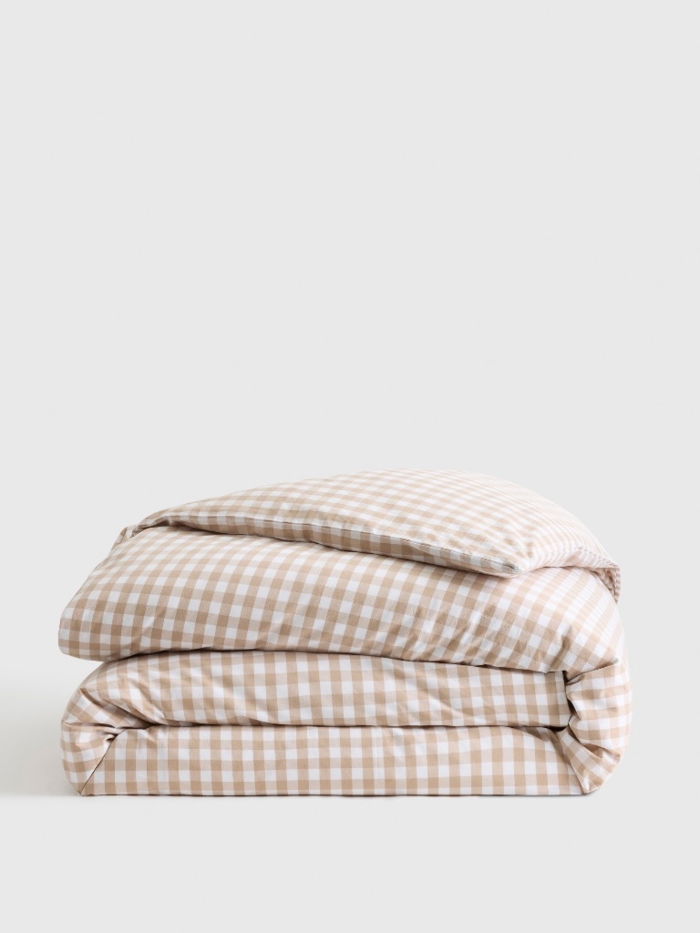 King CA King gingham percale duvet cafe